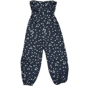 Skylar Madison Black Stars Print Strapless Balloon Jumpsuit S